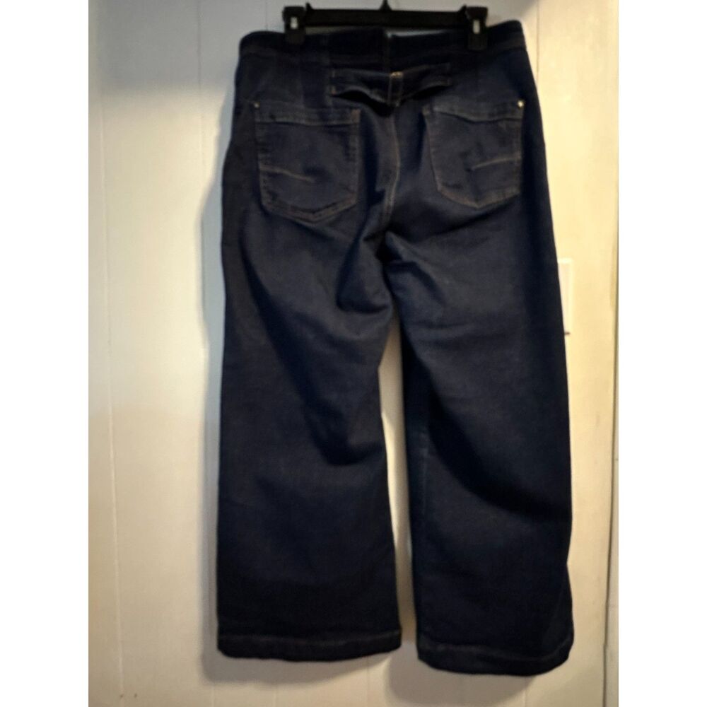 The Kit Cropped High-Rise Wide-Leg Utility Trousers by Pilcro dark Wash Size 31 - Picture 2 of 11